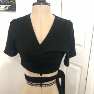 Black wrap crop top